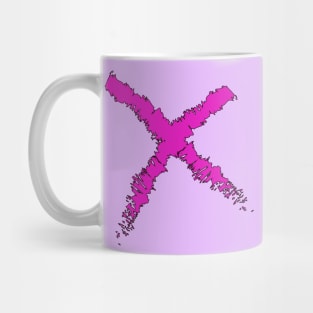 An X painted with pink paint Mug